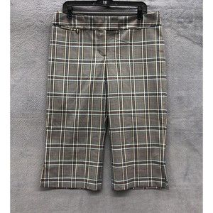 Express Design Studio Editor Womens Dress Shorts Size 12 Plaid Brown Teal Career